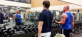 father and son training weights