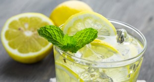 Infused Detox water with fresh lemon and ice.